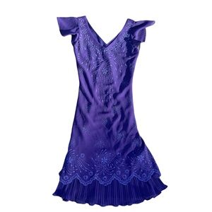 Vintage Purple Beaded NinaLee Cocktail Party Dress Medium